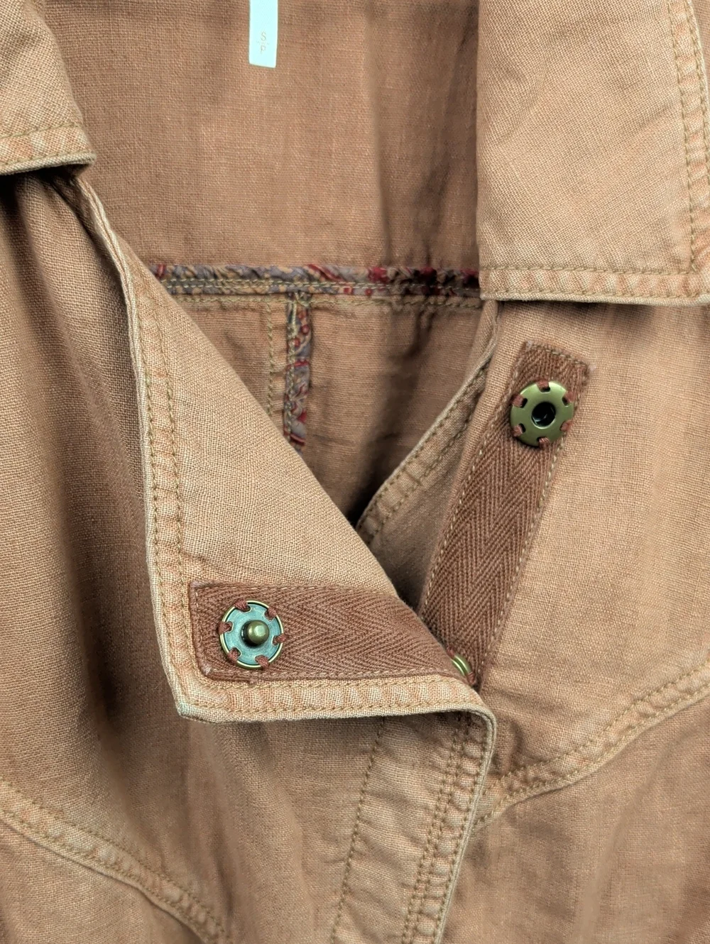 Free People Rosewood Washed Linen Blend Moto Jacket- Womens Size Small Like New - Picture 6 of 8